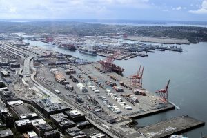 Blick Richtung Südwesten mit dem Hafen