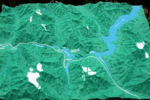 Panoramakarte (die drei Staudämme produzieren 20% des Strombedarfs von Seattle, ca. 711 MW)