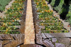 Die italienische Blumen-Wassertreppe von oben